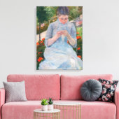 Mary Cassatt - Meisje naait in een tuin Canvas Afdruk (Insitu (Woonkamer))