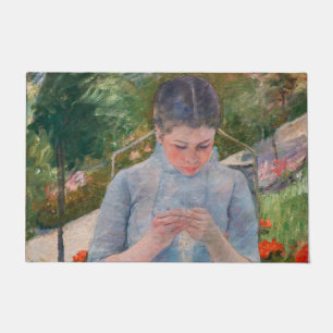 Mary Cassatt - Meisje naait in een tuin Deurmat