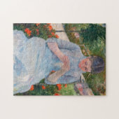 Mary Cassatt - Meisje naait in een tuin Legpuzzel (Horizontaal)