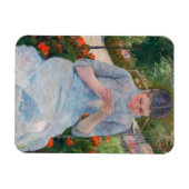 Mary Cassatt - Meisje naait in een tuin Magneet (Horizontaal)
