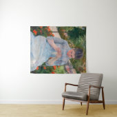 Mary Cassatt - Meisje naait in een tuin Wandkleed (In Situ (horizontaal))