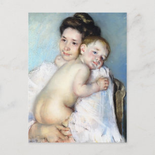Mary Cassatt- moeder Berthe die haar Baby vasthoud Briefkaart