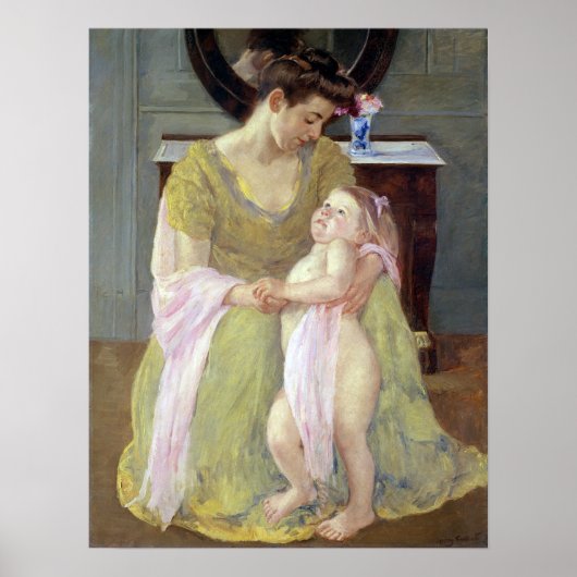 Mary Cassatt moeder en kind met een Roos Scarf Poster (Voorkant)