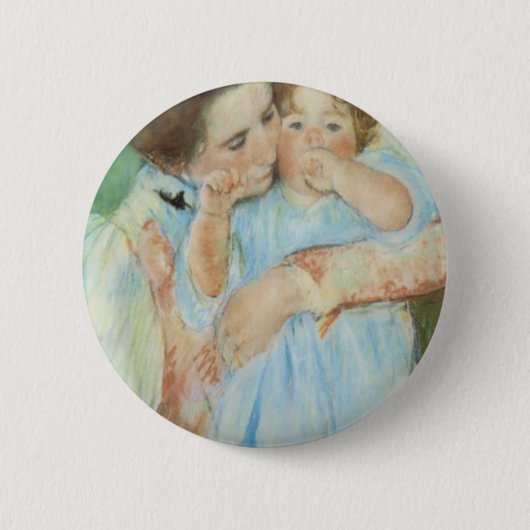 Mary Cassatt Moeder en Kind Moederdag Kaart Ronde Button 5,7 Cm (Voorkant)