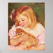 Mary Cassatt - Sara Holding A Cat Portrait Print (Voorkant)
