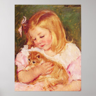 Mary Cassatt - Sara Holding A Cat Portrait Print