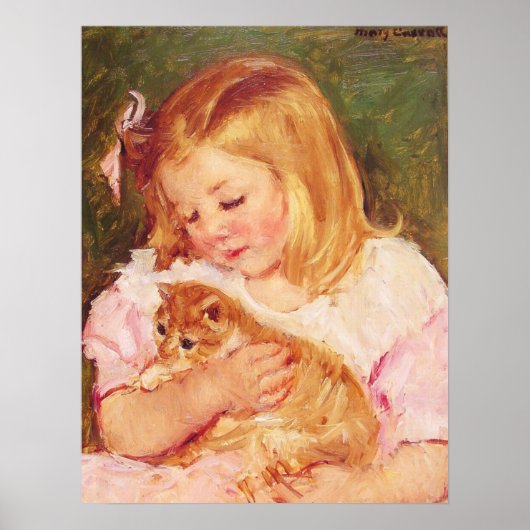 Mary Cassatt - Sara Holding A Cat Portrait Print (Voorkant)
