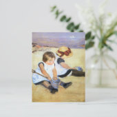 Mary Cassatt speelt op het strand Briefkaart (Staand voorkant)