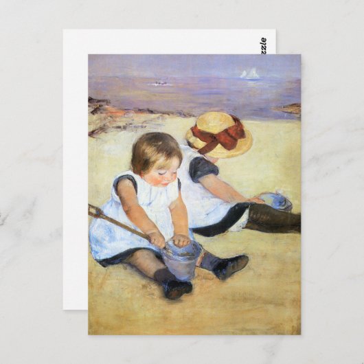 Mary Cassatt speelt op het strand Briefkaart (Voorkant / Achterkant)