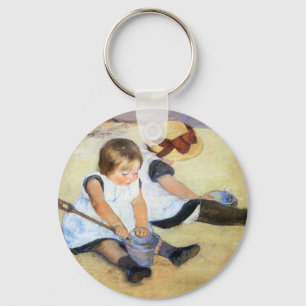Mary Cassatt speelt op het strand Sleutelhanger