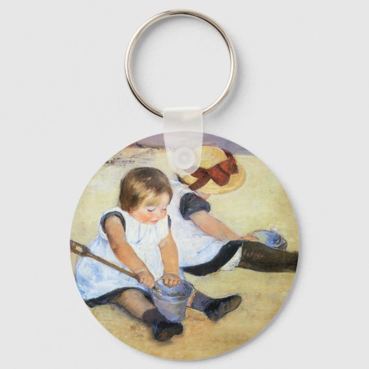 Mary Cassatt speelt op het strand Sleutelhanger (Voorkant)