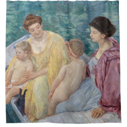 Mary Cassatt - Twee moeders en kinderen in een boo Douchegordijn (Voorkant)