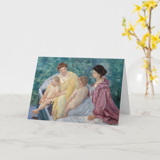 Mary Cassatt - Twee moeders en kinderen in een boo Kaart (Gele Bloem)