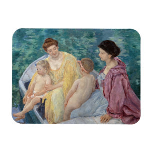 Mary Cassatt - Twee moeders en kinderen in een boo Magneet