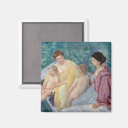 Mary Cassatt - Twee moeders en kinderen in een boo Magneet (Voorkant / Achterkant)