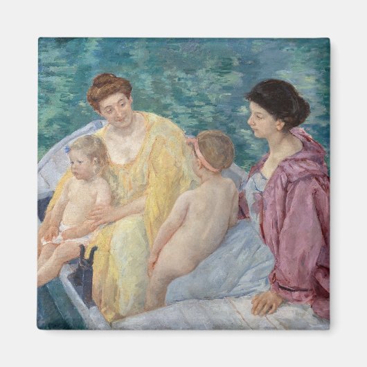 Mary Cassatt - Twee moeders en kinderen in een boo Magneet (Voorkant)