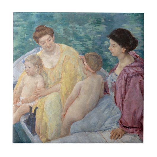 Mary Cassatt - Twee moeders en kinderen in een boo Tegeltje (Voorkant)