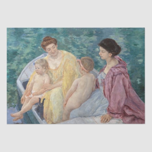 Mary Cassatt - Twee moeders en kinderen in een boo Tissuepapier (Voorkant)