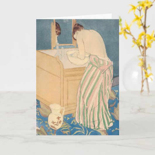 Mary Cassatt - Vrouw Bathing Kaart (Gele Bloem)