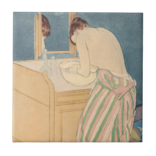 Mary Cassatt - Vrouw die zich baadt Tegeltje