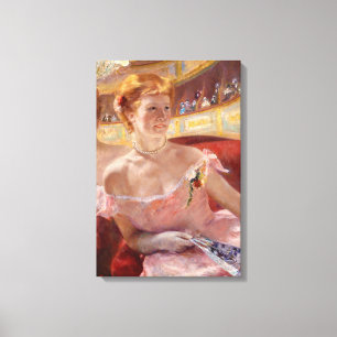 Mary Cassatt - Vrouw met parelketting in een loge Canvas Afdruk