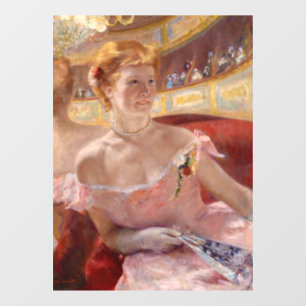 Mary Cassatt - Vrouw met parelketting in een loge Raamsticker