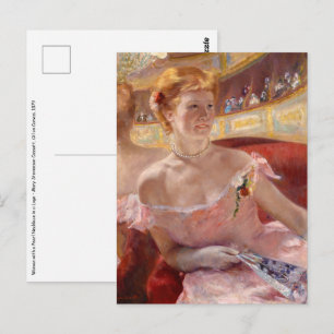 Mary Cassatt - Vrouw met Pearl Ketting in een Loge Briefkaart
