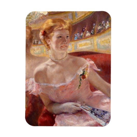 Mary Cassatt - Vrouw met Pearl Ketting in een Loge Magneet (Verticaal)