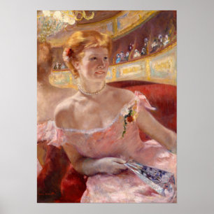 Mary Cassatt - Vrouw met Pearl Ketting in een Loge Poster