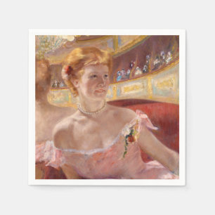 Mary Cassatt - Vrouw met Pearl Ketting in een Loge Servet