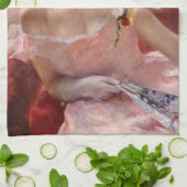 Mary Cassatt - Vrouw met Pearl Ketting in een Loge Theedoek (Gevouwen)