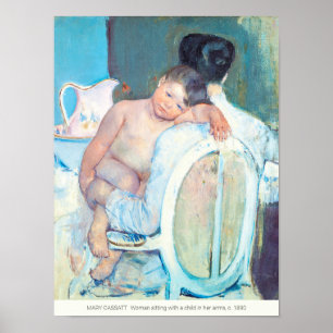 Mary Cassatt Woman, zittend met kinderarmen CC1205 Poster