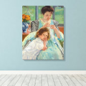 Mary Cassatt - Young Moeder Sewing Canvas Afdruk (Insitu (Houten vloer))