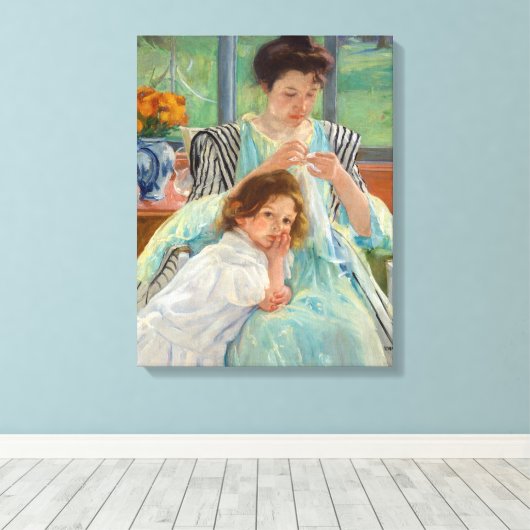 Mary Cassatt - Young Moeder Sewing Canvas Afdruk (Insitu (Houten vloer))