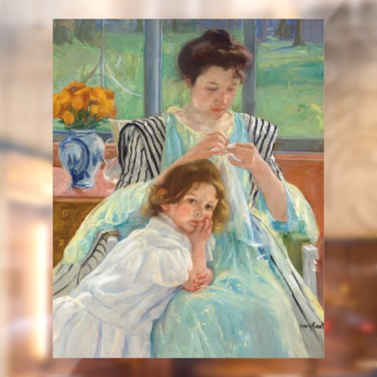 Mary Cassatt - Young Moeder Sewing Raamsticker (Vel 2)