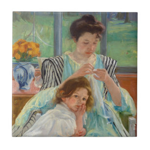 Mary Cassatt - Young Moeder Sewing Tegeltje