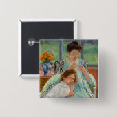 Mary Cassatt - Young Moeder Sewing Vierkante Button 5,1 Cm (Voorkant /achterkant)