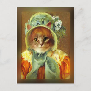Mary Cassatt's kat in Bonnet Briefkaart