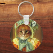 Mary Cassatt's kat in Bonnet Sleutelhanger (Voorkant)