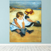 Mary Cassatt's kinderen op de strand (1884) Canvas Afdruk (Insitu (Houten vloer))