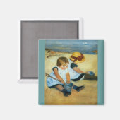 Mary Cassatt's kinderen op de strand (1884) Magneet (Voorkant / Achterkant)