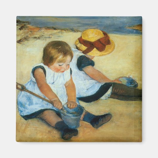 Mary Cassatt's kinderen op de strand (1884) Magneet (Voorkant)