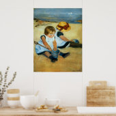Mary Cassatt's kinderen op de strand (1884) Poster (Keuken)