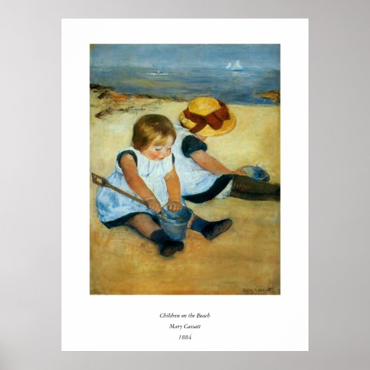 Mary Cassatt's kinderen op de strand (1884) Poster (Voorkant)