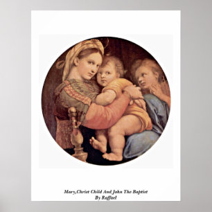 Mary, Christus Kind en John De Baptist van Raffael Poster