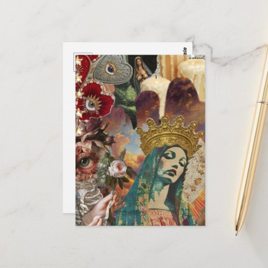 Mary Collage Briefkaart (Voorkant / Achterkant in situ)