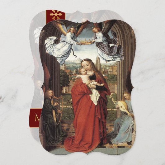 Mary Crowned by Angels  Fancy Knip Kerstmis Feestdagenkaart (Voorkant / Achterkant)