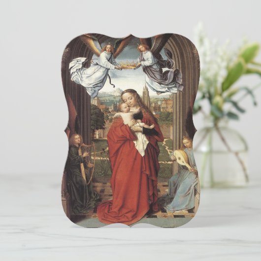 Mary Crowned by Angels Fancy Knip Kerstmis Feestdagenkaart (Staand voorkant)