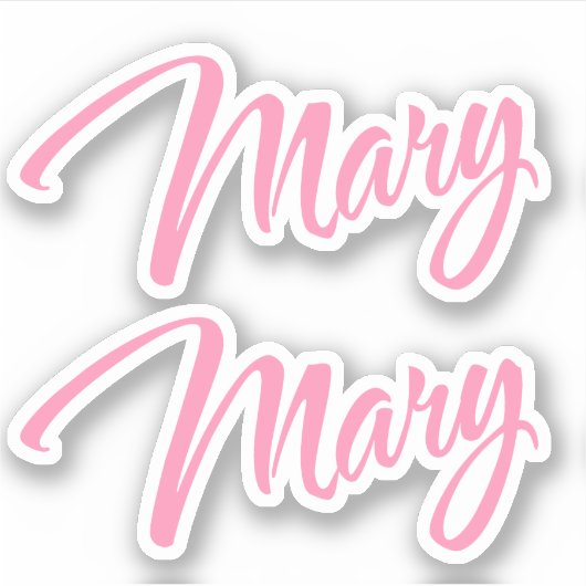 Mary Decoratieve Naam in Roze x2 Sticker (Voorkant)