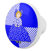 Mary Doll met Blue Polka Dot Background Keramische Knop (Rechts)